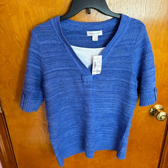 Christopher and Banks Blue Sweater NWT‎ with Fake Camisole - Picture 2 of 14
